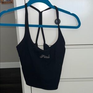 Victoria's Secret PINK Black Double-Strap Crop Tank